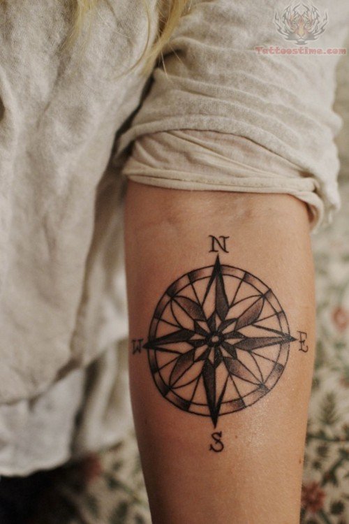 Awesome Nautical Compass Tattoo For Men Arm