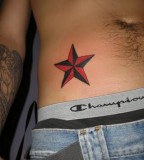 Nautical Star Tattoos for Men Stomach