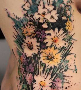 negative space watercolor flower tattoo