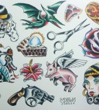 Miscellaneous Iii Neotraditional Tattoo Flash Sheet By Derekbward