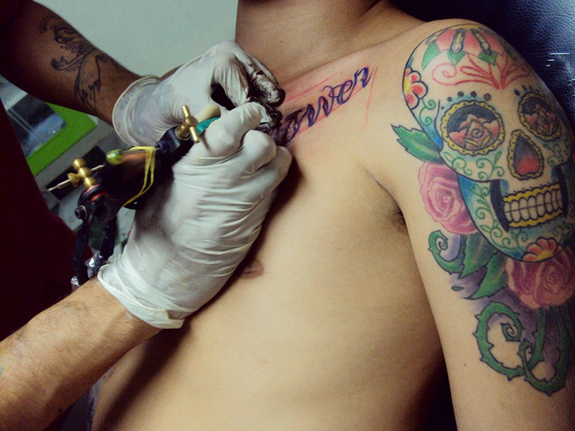 Caveira Mexicana Mexican Old School Skull Tattoo on Shoulder