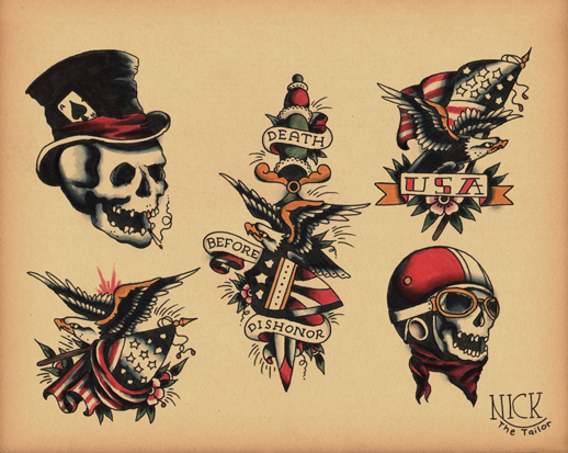 Old School Skull Wear a Hat Tatto Sketch Design
