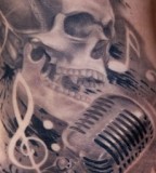 Singing Skull Tattoo Sketch Design