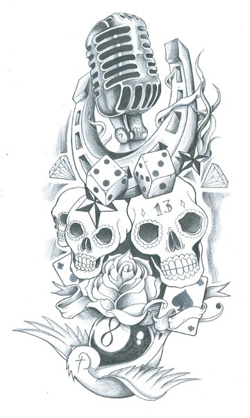 Skull Sleeve Old School Tattoo Sketch By Symbolofsoul