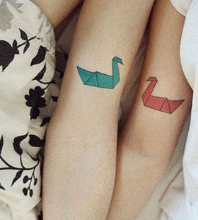 origami couples tattoos