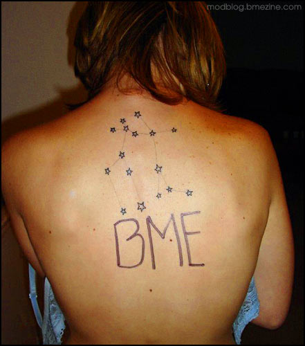Orion Constellation Tattoo with Abbreviation on Back