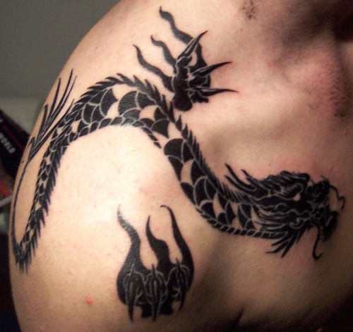 Awesome Shoulder Dragon Tattoos For Men