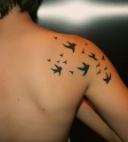 Flying Birds Over-Shoulder Tattoos Designs for Women