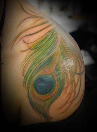 Beautiful Tattoos Peacock Feather Over-the-Shoulder Tattoo Design for ...