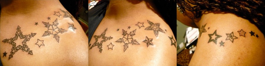 Stars Tattoo Over the Shoulder – Stars Tattoos