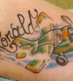 My Aeroplane Thigh Colorful Tattoo