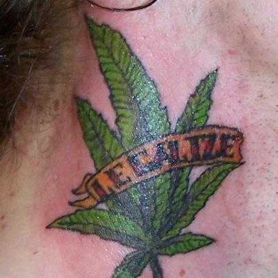 Legalize Ganja Marijuana Green Neck Tattoo