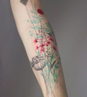 pastel floral tattoos for women