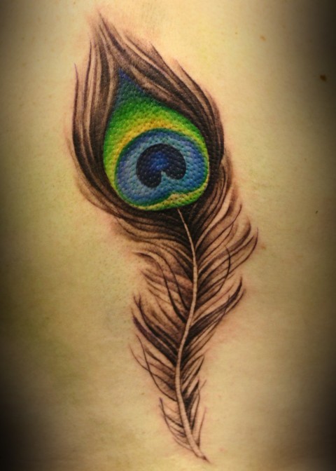 Cute Feather Tattoo Design for Women