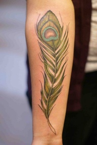 Peacock Feather Tattoo Design on Arm