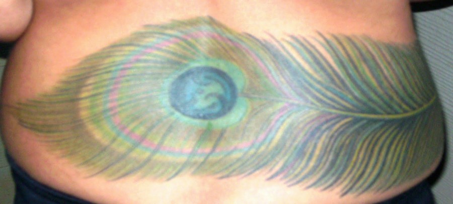 Lower Back Peacock Feather Tattoo