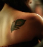 Small Peacock Feather Tattoo for Women
