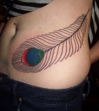 Cool Peacock Feather Tattoo Design on Side 