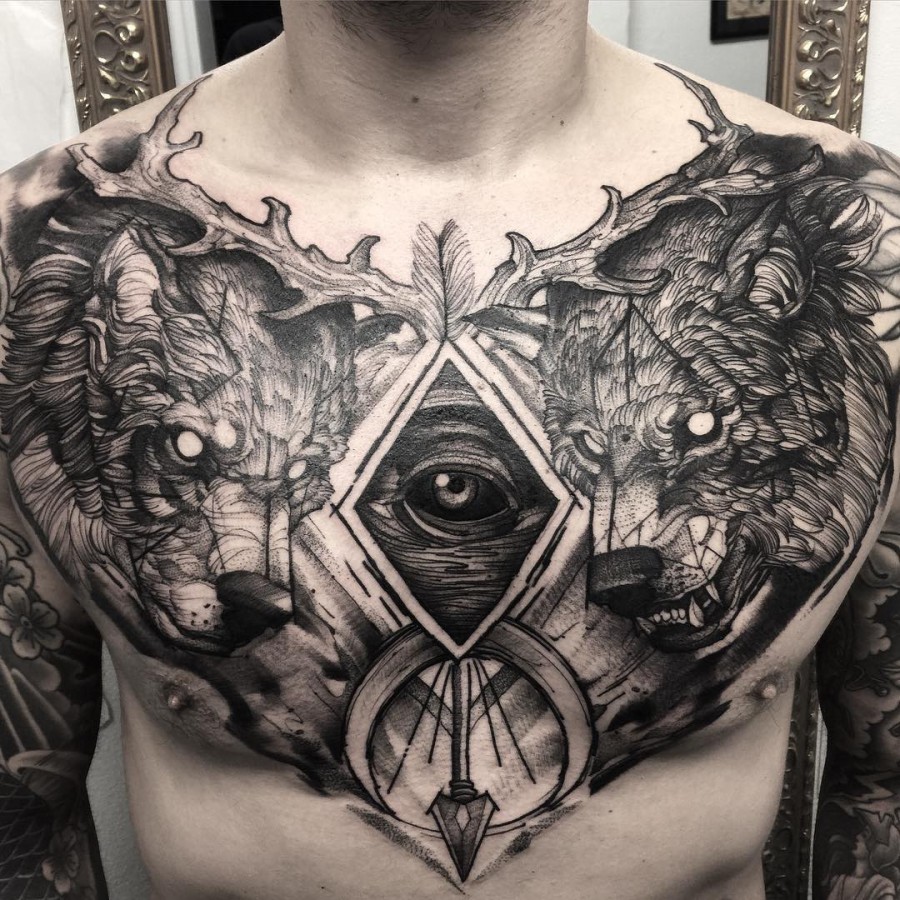 phenomenal-chest-tattoo-by-fredao-oliveira