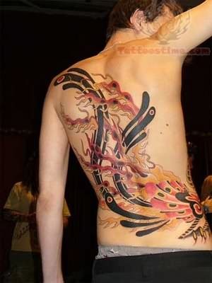 Phoenix Back Body Tattoo For Men