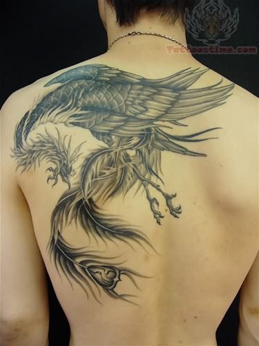 Phoenix Back Shoulder Tattoo For Men