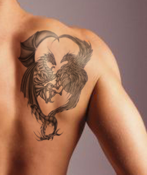 Mysticism Phoenix Back Tattoo
