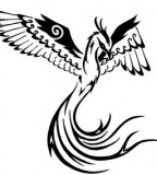 Fire Style Phoenix Bird Tribal Tattoos 