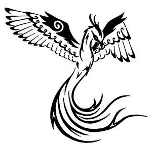 Fire Style Phoenix Bird Tribal Tattoos
