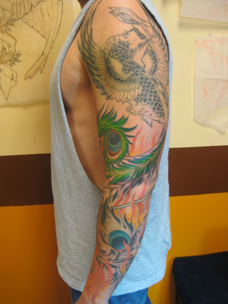 Left Arm Phoenix Tattoos For Men Pictures