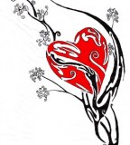 Graffiti Paper Tribal Heart Tattoos Designs
