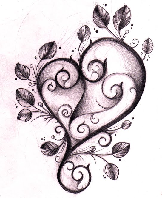 Purple Leaf Love Heart Tattoos