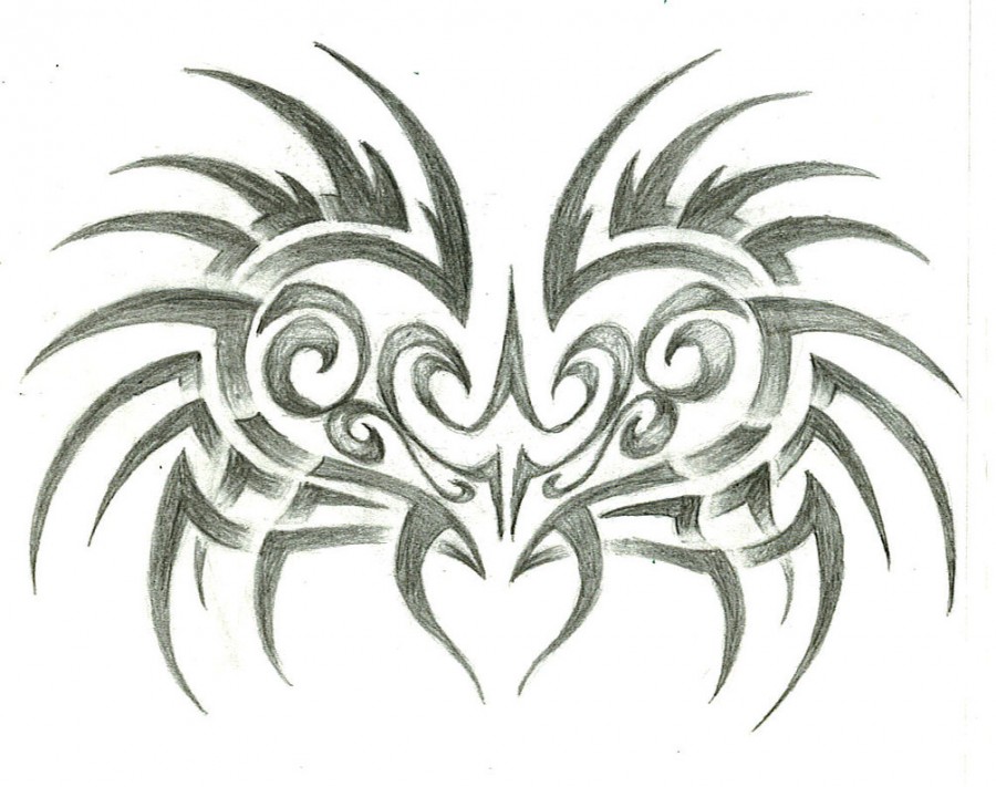 Tribal Winged Heart Tattoo Art Images