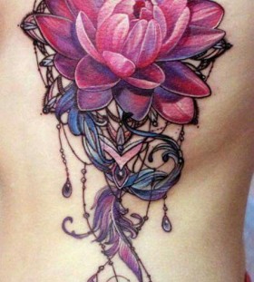 pink and purple flower tattoo