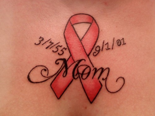 Colors Breast Cancer Ribbon Tattoo