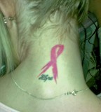 Pink Ribbon Back Neck Tattoo Picture 