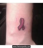 Small Pink Ribbon Tattoos on Arm