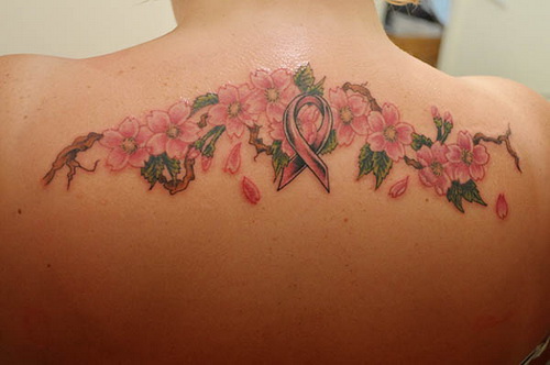 Pink Ribbon Back Tattoos