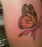 Pink Ribbon Butterfly Tattoo