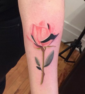 pink rose flower tattoo