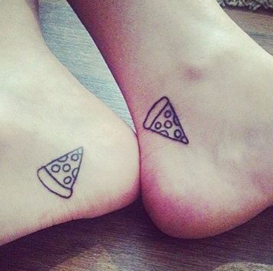 pizza slice couples tattoos
