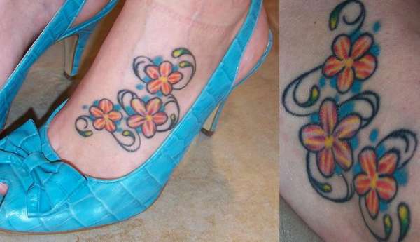 Plumeria Tattoos on The Foot