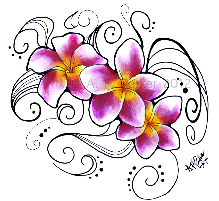 Swirl Plumeria Tattoo Sketch By Styxleagon
