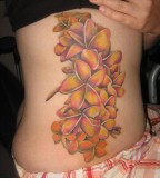 Golden Plumeria Throughout Right Body Tattoo (NSFW)