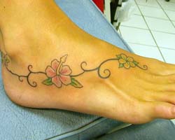Plumeria Tattoo Design on Outer Foot