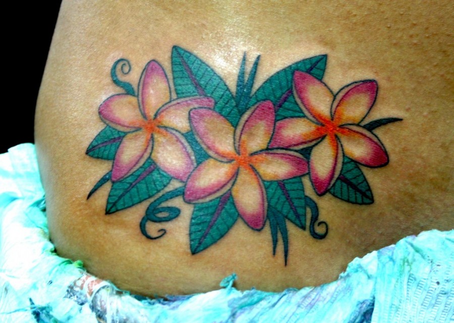 Plumeria Tattoo Design on Lower Back