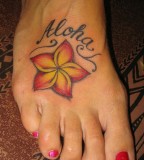 Aloha Plumeria Tattoo Design on Foot