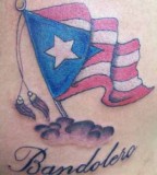 Patriotic Puerto Rican Flag Over the Cloud Theme Tattoo