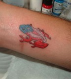 Cute Puerto Rican Flag on Frog Theme Tattoo Design
