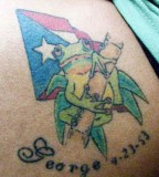 Awesome Puerto Rican Flag and Frog Tattoo Design