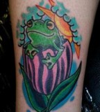 Amazing Colorful Puerto Rican Frog Flag Tattoo